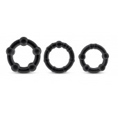 Набор из 3 чёрных эрекционных колец Stay Hard Beaded Cockrings - Blush Novelties - в Нижнем Тагиле купить с доставкой