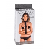 Ошейник с длинной лентой и наручниками Strap Bondage Kit Plus Size - Lola Games - купить с доставкой в Нижнем Тагиле