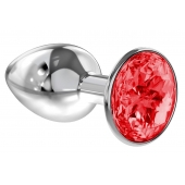 Малая серебристая анальная пробка Diamond Red Sparkle Small с красным кристаллом - 7 см. - Lola Games - купить с доставкой в Нижнем Тагиле
