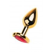 Золотистая анальная пробка с кристаллом-сердцем - 7,5 см. - ToyFa - купить с доставкой в Нижнем Тагиле