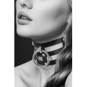 Чёрный тройной чокер с большим кольцом - Bijoux Pour Toi - купить с доставкой в Нижнем Тагиле