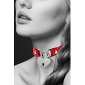Красный чокер с замком в форме сердца - Bijoux Pour Toi - купить с доставкой в Нижнем Тагиле