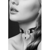 Черный чокер с замком в форме сердца - Bijoux Pour Toi - купить с доставкой в Нижнем Тагиле