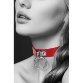 Красный узенький чокер с кольцом - Bijoux Pour Toi - купить с доставкой в Нижнем Тагиле