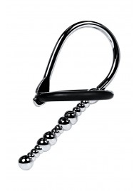 Серебристый уретральный плаг-бусины TOYFA Metal с мягким фиксириющим кольцом - ToyFa - купить с доставкой в Нижнем Тагиле