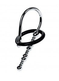 Серебристый уретральный плаг-бусины TOYFA Metal с мягким фиксириющим кольцом - ToyFa - купить с доставкой в Нижнем Тагиле