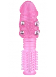 Стимулирующая розовая насадка с шишечками и шипами - 13,5 см. - Toyfa Basic - в Нижнем Тагиле купить с доставкой