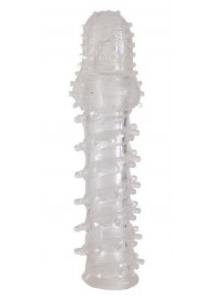 Прозрачная, закрытая насадка с шипами и точками - 13,5 см. - Toyfa Basic - в Нижнем Тагиле купить с доставкой