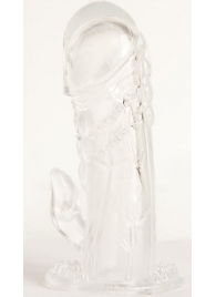 Прозрачная гелевая насадка с клиторальным отростком - 13 см. - Toyfa Basic - в Нижнем Тагиле купить с доставкой
