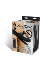 Полый страпон с двумя отростками и вибрацией Unisex Vibrating Hollow Strap-On Double Penetrating Dildo - 17,8 см. - Lux Fetish - купить с доставкой в Нижнем Тагиле