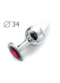 Коническая серебристая анальная втулка с малиновым кристаллом - 8,2 см. - Anal Jewelry Plug - купить с доставкой в Нижнем Тагиле
