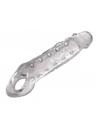 Прозразная закрытая насадка на пенис с поддержкой мошонки Clearly Ample Penis Enhancer - 22 см. - XR Brands - в Нижнем Тагиле купить с доставкой