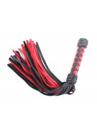 Черно-красная клеть с плетеной ручкой с ромбовидным узором - 45 см. - БДСМ Арсенал - купить с доставкой в Нижнем Тагиле