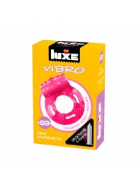 Розовое эрекционное виброкольцо Luxe VIBRO  Ужас Альпиниста  + презерватив - Luxe - в Нижнем Тагиле купить с доставкой