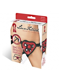Трусики с красным сердечком для страпона - Lux Fetish - купить с доставкой в Нижнем Тагиле