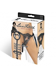Черные трусики для страпона из патентованной кожи - Lux Fetish - купить с доставкой в Нижнем Тагиле
