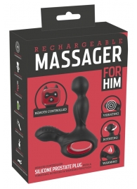 Черный вибромассажер простаты с нагревом и ротацией Prostate Plug - 14,5 см. - Orion - в Нижнем Тагиле купить с доставкой