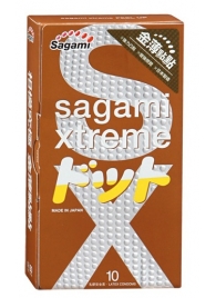 Презервативы Sagami Xtreme FEEL UP с точечной текстурой и линиями прилегания - 10 шт. - Sagami - купить с доставкой в Нижнем Тагиле