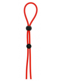 Красное лассо на пенис с двумя бусинами STRETCHY LASSO CAGE - Dream Toys - в Нижнем Тагиле купить с доставкой