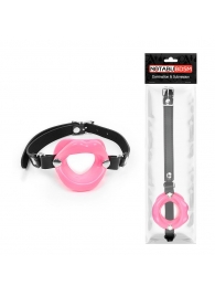 Розовый кляп-губки на черном ремешке - Notabu - купить с доставкой в Нижнем Тагиле