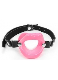 Розовый кляп-губки на черном ремешке - Notabu - купить с доставкой в Нижнем Тагиле