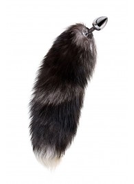 Серебристая металлическая анальная втулка с хвостом чернобурой лисы - размер S - ToyFa - купить с доставкой в Нижнем Тагиле