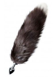 Серебристая металлическая анальная втулка с хвостом чернобурой лисы - размер S - ToyFa - купить с доставкой в Нижнем Тагиле