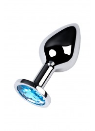 Серебристая конусовидная анальная пробка с голубым кристаллом - 8 см. - ToyFa - купить с доставкой в Нижнем Тагиле