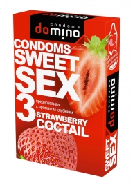 Презервативы для орального секса DOMINO Sweet Sex с ароматом клубничного коктейля  - 3 шт. - Domino - купить с доставкой в Нижнем Тагиле