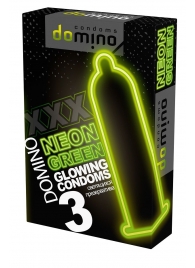 Презервативы DOMINO Neon Green со светящимся в темноте кончиком - 3 шт. - Domino - купить с доставкой в Нижнем Тагиле