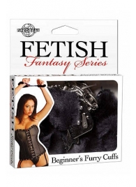 Меховые чёрные наручники Beginner s Furry Cuffs - Pipedream - купить с доставкой в Нижнем Тагиле