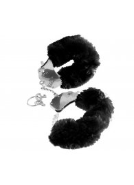 Металлические наручники Furry Love Cuffs с черным мехом - Pipedream - купить с доставкой в Нижнем Тагиле