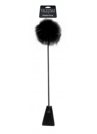 Черный стек Feather Crop с пуховкой на конце - 53,3 см. - Pipedream - купить с доставкой в Нижнем Тагиле
