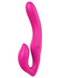Ярко-розовый безремневой страпон REMOTE DOUBLE DIPPER - 22 см. - Dream Toys - купить с доставкой в Нижнем Тагиле