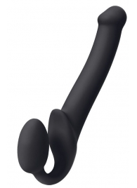 Черный безремневой страпон Silicone Bendable Strap-On M - Strap-on-me - купить с доставкой в Нижнем Тагиле