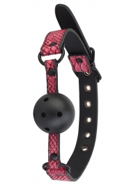 Черно-розовый кляп-шарик с отверстиями BALL GAG - Dream Toys - купить с доставкой в Нижнем Тагиле