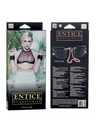 Черные мягкие наручники Entice French Cuffs с цепью - California Exotic Novelties - купить с доставкой в Нижнем Тагиле