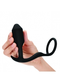 Черное эрекционное кольцо с анальным плагом Snug   Tug - b-Vibe - в Нижнем Тагиле купить с доставкой