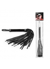 Черная гладкая плеть-флоггер с ручкой - 40 см. - Notabu - купить с доставкой в Нижнем Тагиле