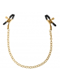 Чёрные с золотом зажимы на соски Gold Chain Nipple Clamps - Pipedream - купить с доставкой в Нижнем Тагиле