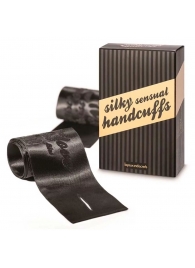 Черные ленты для связывания SILKY SENSUAL HANDCUFFS - Bijoux Indiscrets - купить с доставкой в Нижнем Тагиле