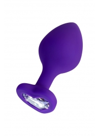 Фиолетовая анальная втулка Diamond Heart с прозрачным кристаллом - 8 см. - ToyFa - купить с доставкой в Нижнем Тагиле