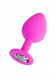 Розовая анальная втулка Brilliant с прозрачным кристаллом - 8 см. - ToyFa - купить с доставкой в Нижнем Тагиле