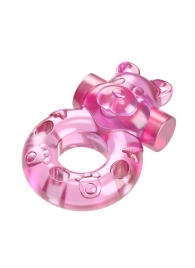 Розовое эрекционное виброкольцо на пенис Pink Bear - Baile - в Нижнем Тагиле купить с доставкой