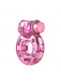 Розовое эрекционное кольцо с вибрацией Pink Bear - Baile - в Нижнем Тагиле купить с доставкой