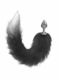 Серебристая анальная пробка с черным хвостом Galaxy - Lola Games - купить с доставкой в Нижнем Тагиле