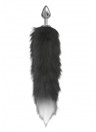 Серебристая анальная пробка с черным хвостом Starlit - Lola Games - купить с доставкой в Нижнем Тагиле