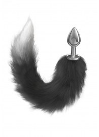 Серебристая анальная пробка с черным хвостом Starlit - Lola Games - купить с доставкой в Нижнем Тагиле