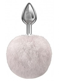 Серебристая анальная пробка с белым пушистым хвостиком Twinkle - Lola Games - купить с доставкой в Нижнем Тагиле