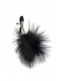 Зажимы на соски с черным пухом Euphoric - Lola Games - купить с доставкой в Нижнем Тагиле